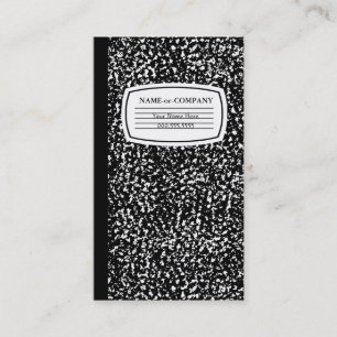 black and white composition book business card