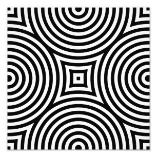 Black and White Concentric Circles Pattern Photo Print