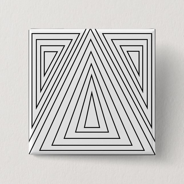 Black and White Concentric Triangle Pattern 15 Cm Square Badge (Front)