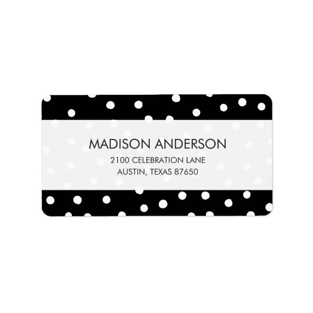 Black And White Confetti Dots Pattern Label (Front)