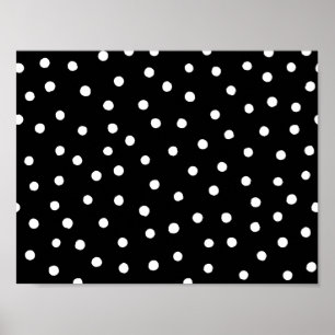 Black And White Confetti Dots Pattern Poster