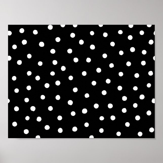 Black And White Confetti Dots Pattern Poster (Front)