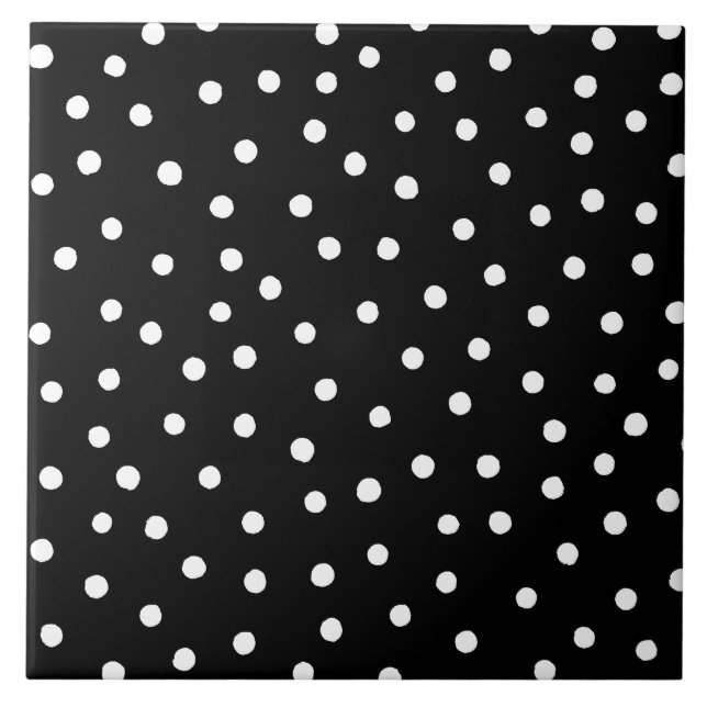 Black And White Confetti Dots Pattern Tile (Front)