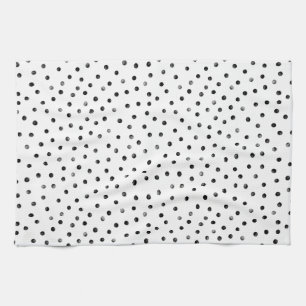 Black And White Confetti Dots Tea Towel