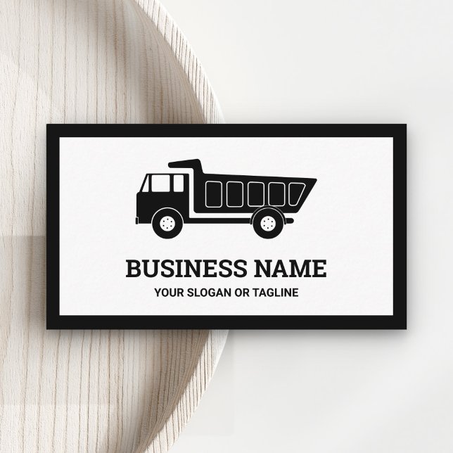 Black and White Construction Hauling Dump Truck Business Card (Creator Uploaded)