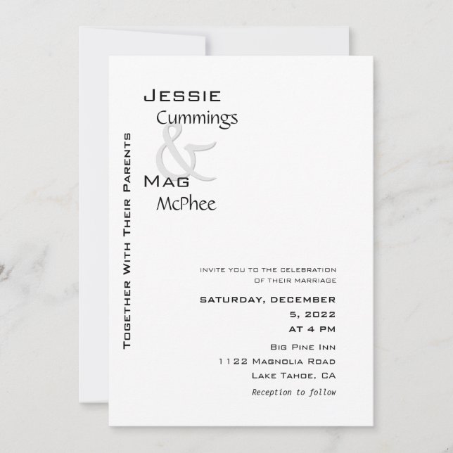 Black and White Contemporary Invitation (Front)