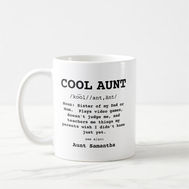 Black And White Cool Aunt Mug Definition (Left)