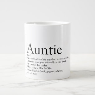 Black and White Cool Fun Aunt Auntie Definition Large Coffee Mug