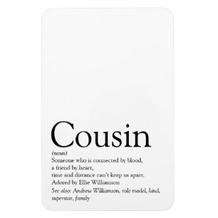 Black and White Cool Modern Cousin Definition Magnet