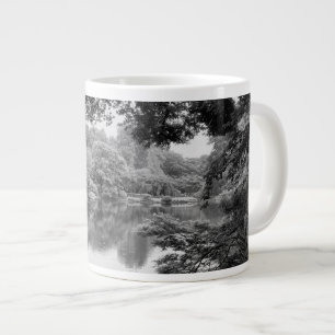 Black and white, cool, unique nature and lake large coffee mug