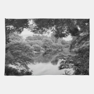 Black and white, cool, unique nature and lake tea towel