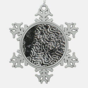 Black and White Coral I Abstract Nature Photo Snowflake Pewter Christmas Ornament