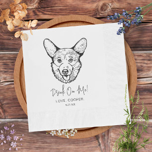 Black and White Corgi Dog Personalised Wedding Napkin