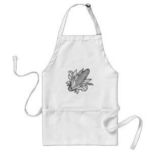 Black and white corn cob icon with leaves standard apron