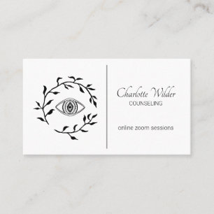 Black And White Counsellor Counseling Eye Laurel Business Card