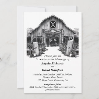 Black and White Country Wedding Invitation