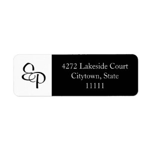 Black and White Couple Monogram Label Return Address Label