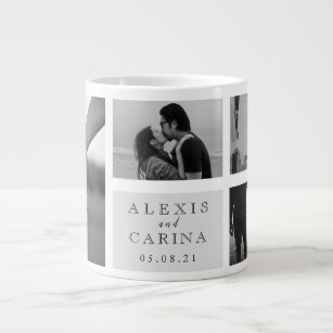 Black and White Couple Photo Wedding Large Coffee Mug