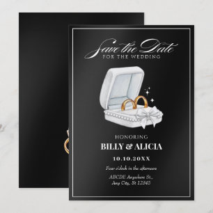 Black and white couple ring  save the date