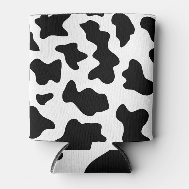 Black and White Cow Animal Pattern Can Cooler (Front)