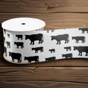 Black and White Cow Breeds Satin Ribbon