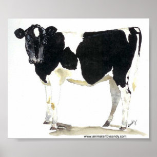 black and white cow canvas poster
