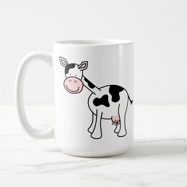 Black and White Cow Cartoon. Coffee Mug (Left)