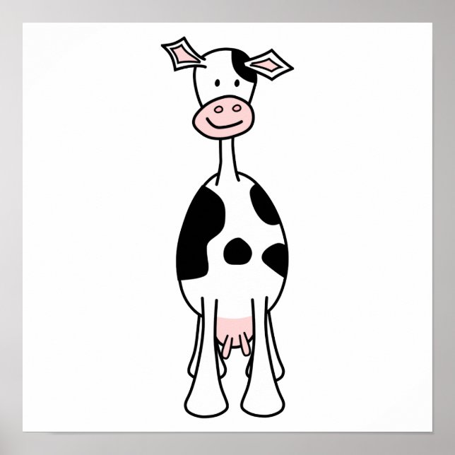 Black and White Cow Cartoon. Front. Poster (Front)