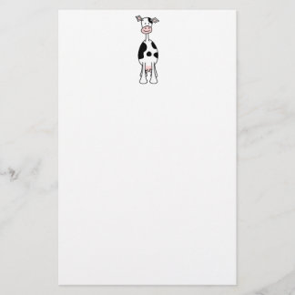 Black and White Cow Cartoon. Front. Stationery