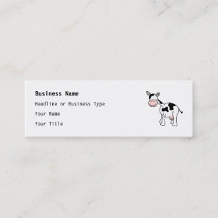 Black and White Cow Cartoon. Mini Business Card