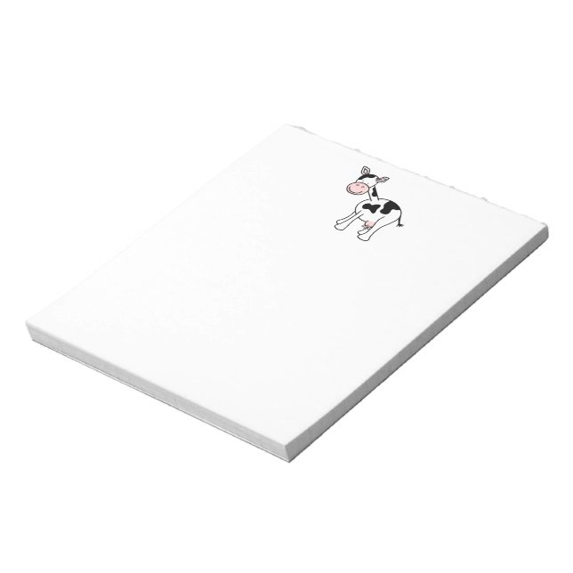 Black and White Cow Cartoon. Notepad (Rotated)