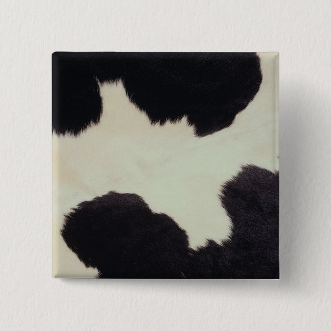 Black and White Cow Hide 15 Cm Square Badge (Front)