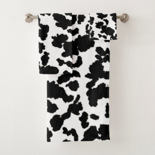 Black And White Cow Hide Fur Pattern  Bath Towel Set