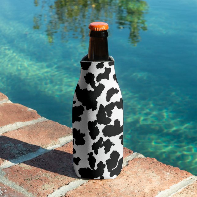 Black And White Cow Hide Fur Pattern  Bottle Cooler (In Situ Pool)
