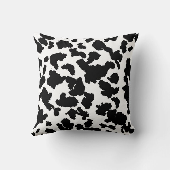 Black And White Cow Hide Fur Pattern Cushion (Back)
