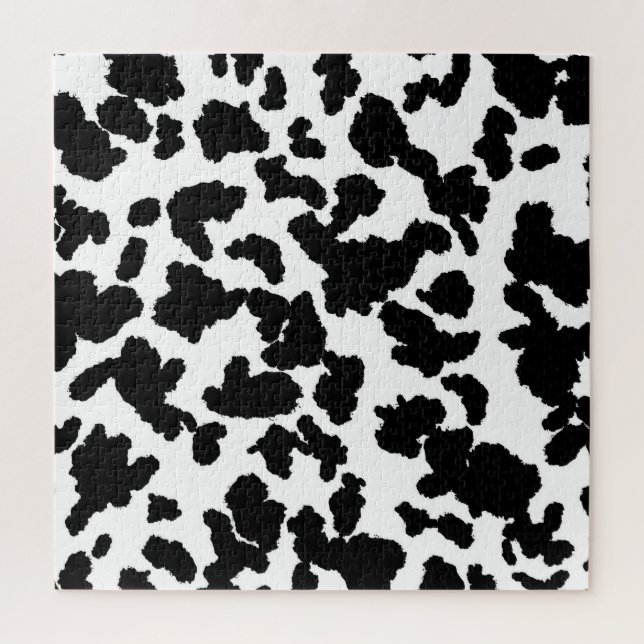 Black And White Cow Hide Fur Pattern Jigsaw Puzzle (Vertical)