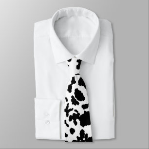 Black And White Cow Hide Fur Pattern Tie