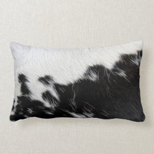 Black and White Cow Hide Lumbar Cushion