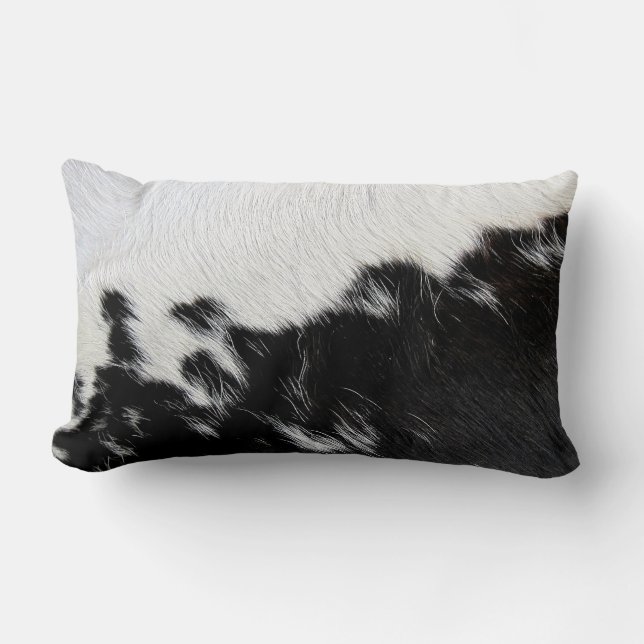Black and White Cow Hide Lumbar Cushion (Front)