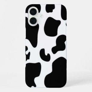Black and White Cow iPhone 16 Plus Case