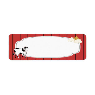 Black and White Cow Label Return Address Label