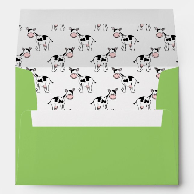 Black and White Cow Pattern, Choose Outer Colour Envelope (Back (Bottom))