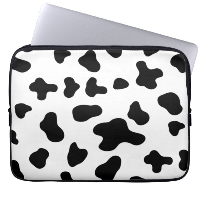 Black and White Cow Pattern Laptop Sleeve (Front)