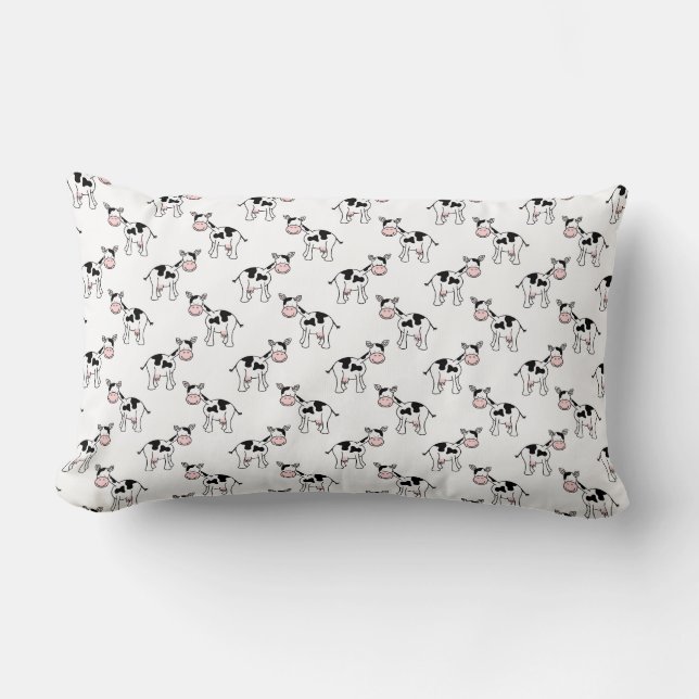 Black and White Cow Pattern. Lumbar Cushion (Front)