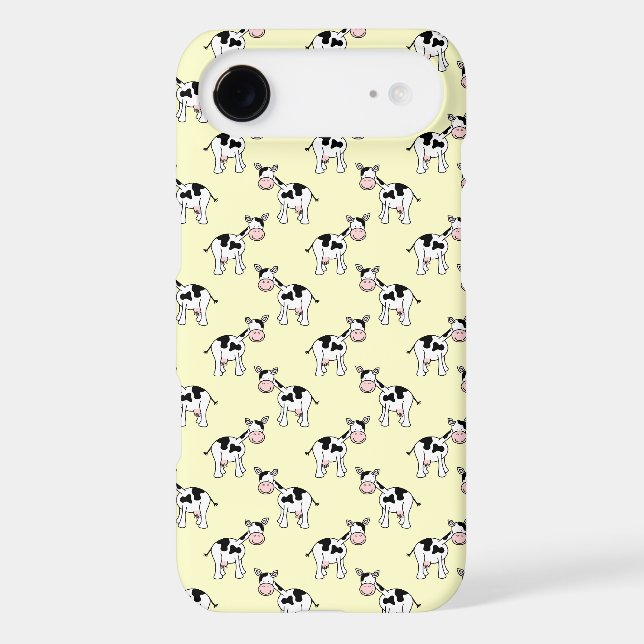 Black and White Cow Pattern on Light Yellow Case-Mate iPhone Case (Back)