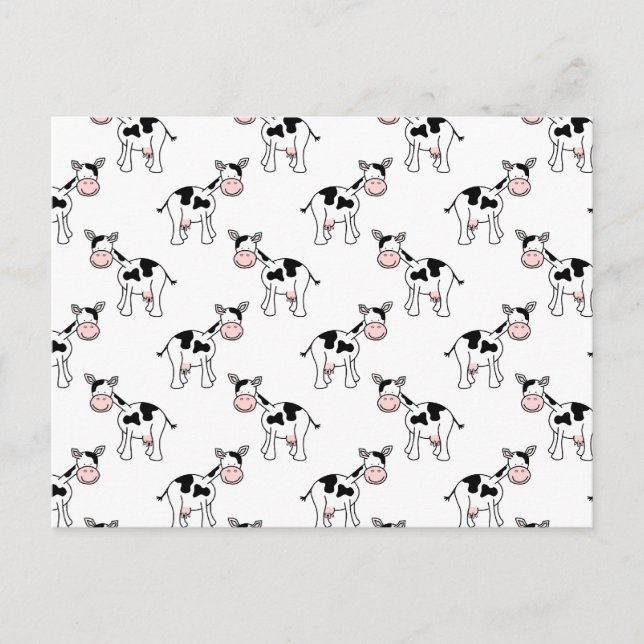 Black and White Cow Pattern. Postcard (Front)