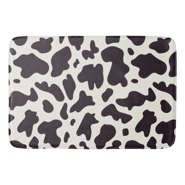 Black and White Cow Pattern Print  Bath Mat (Front)