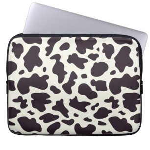 Black and White Cow Pattern Print Laptop Sleeve