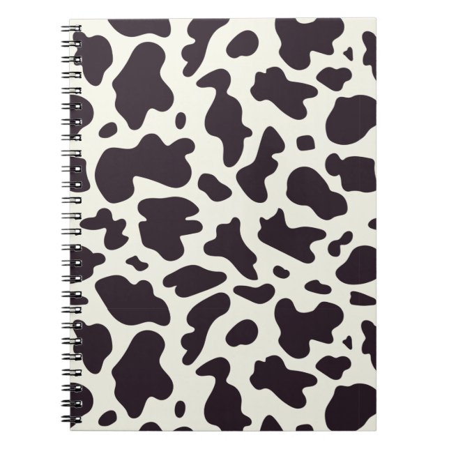 Black and White Cow Pattern Print Notebook (Front)