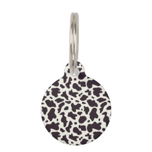 Black and White Cow Pattern Print Pet Tag